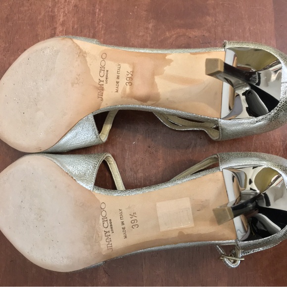 Jimmy Choo Heels Azia 95 Ankle  Glitter Strappy Sandals Made in Italy. Size 39.5 - Picture 12 of 16